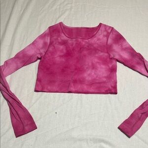 lululemon athletica Pink Tie-Dye Ebb to Street Cropped top